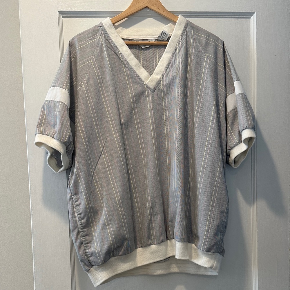 Dior Gray and White Striped Blouse